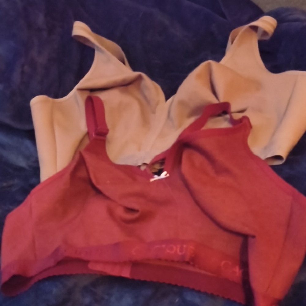 Cacique Burgundy and Beige Bras